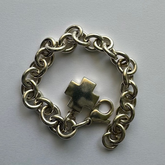 Tiffany & Co. 925 Silver 7.50in-19,5cm Cross Tag Charm Bracelet - Picture 13 of 16